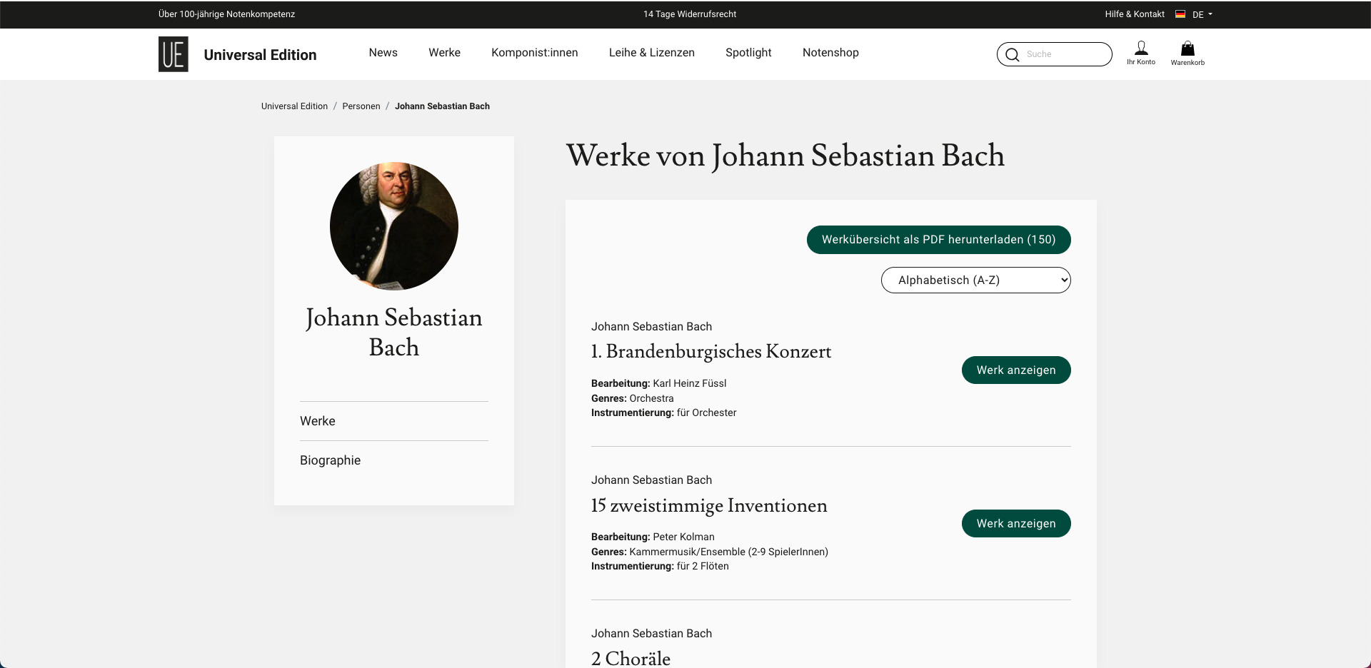 Universal Edition Webshop in Shopware